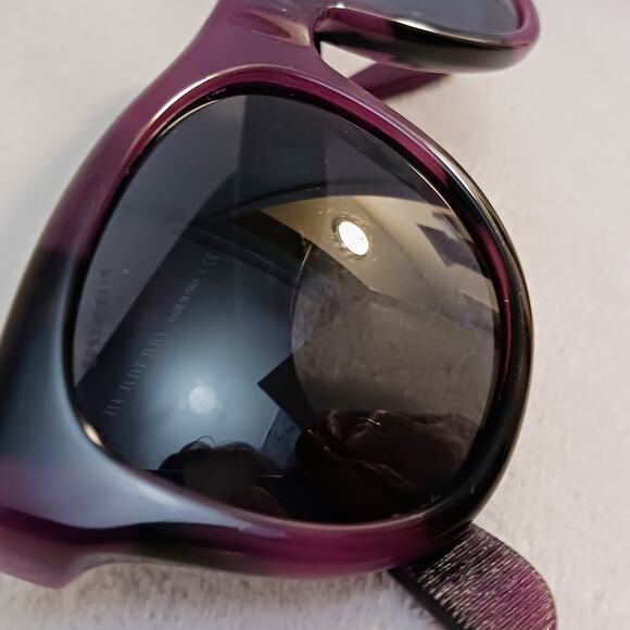 Burberry Sunglasses Tortoiseshell PURPLE BLACK Round Cat Eye Gray Lens Authentic - Picture 13 of 16